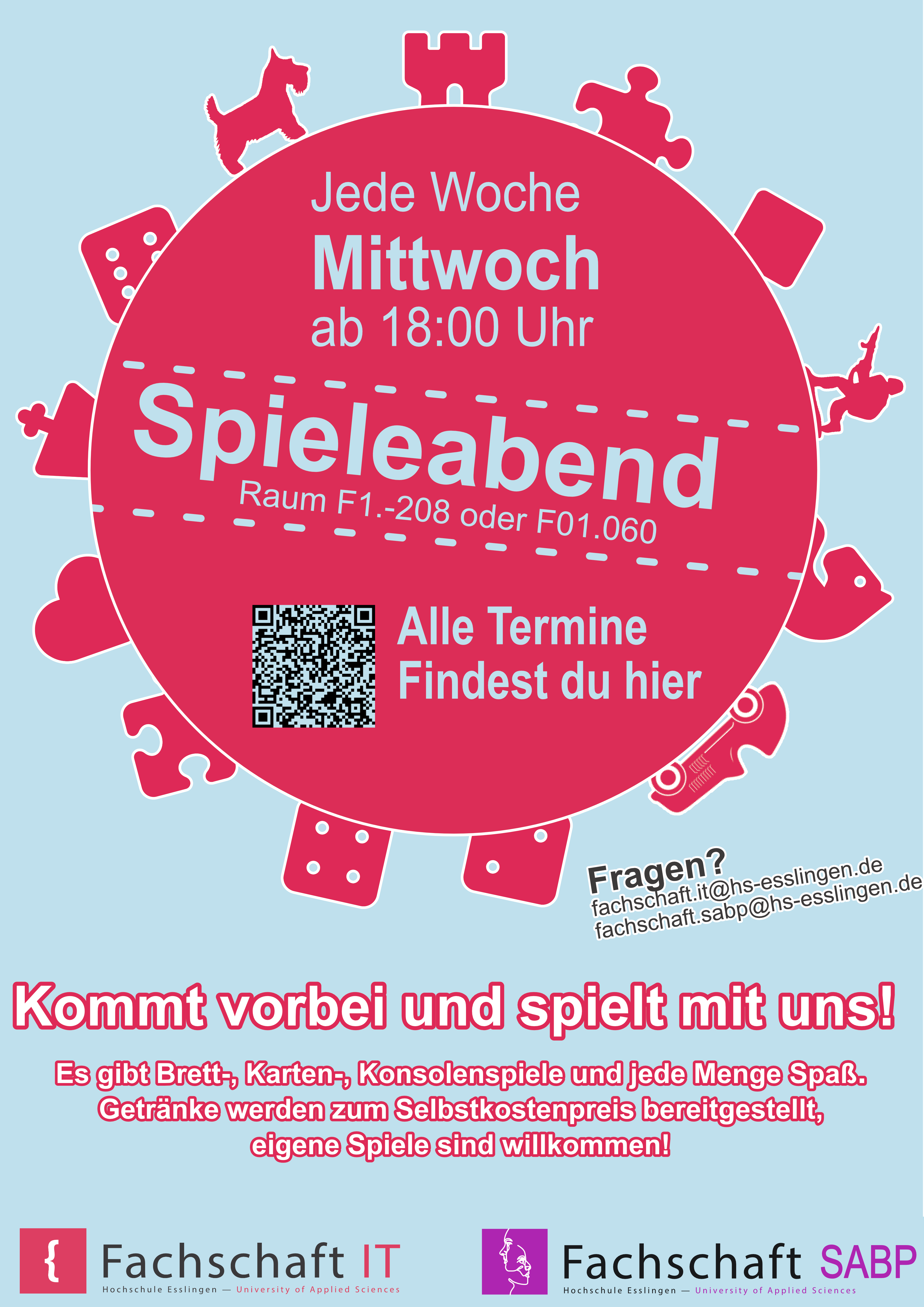 Plakat zum Spieleabend